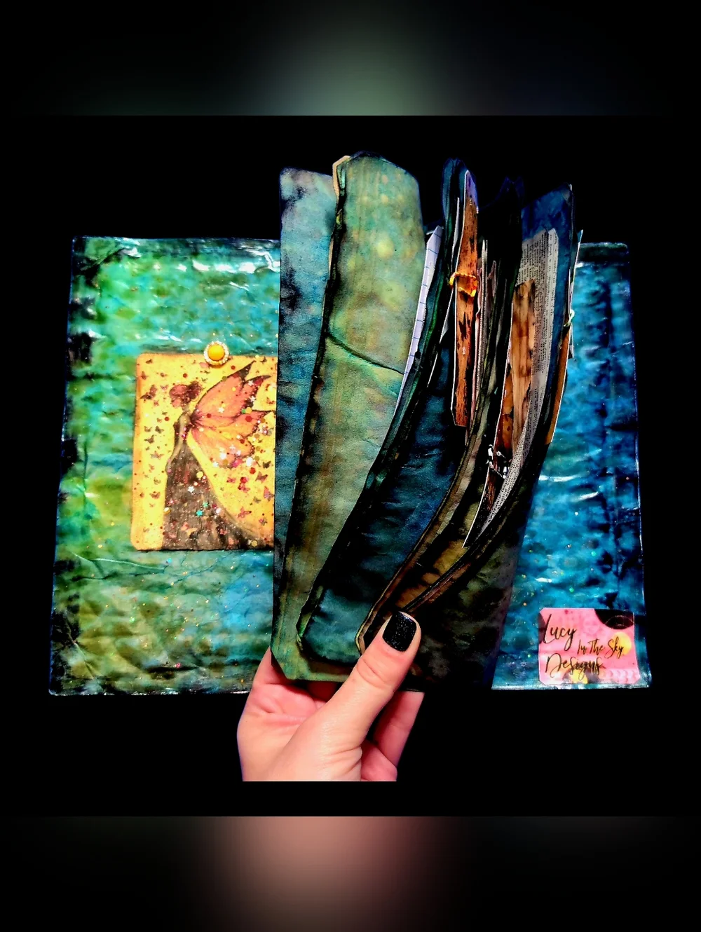 Fairy Mushroom Nature Handmade Junk/Creative Journal Vivid FluffyTextured Book